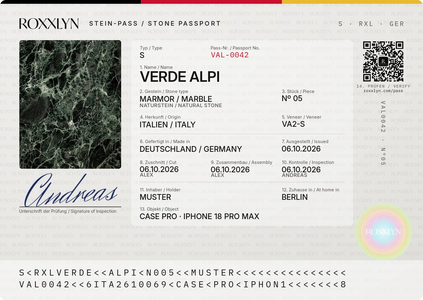 Stein-Pass, Musterexemplar